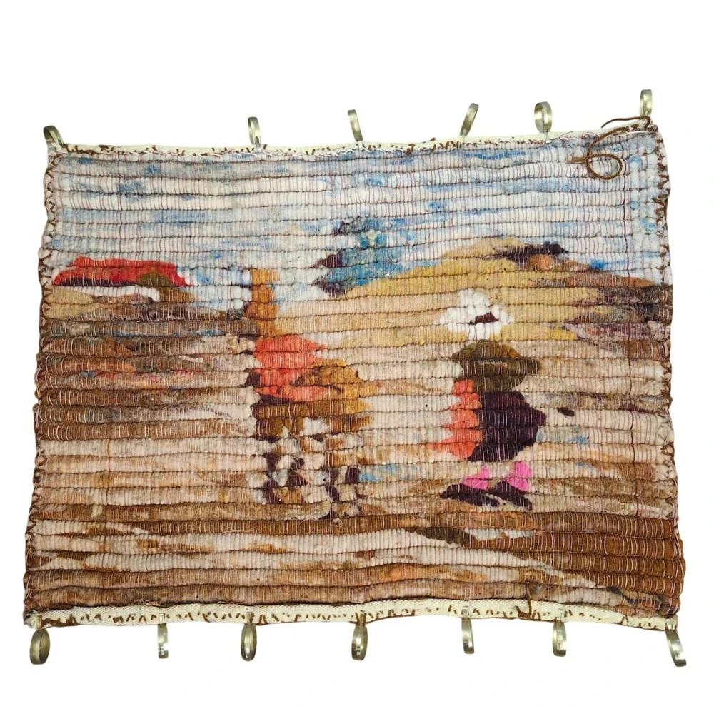 VTG Andean Hand Woven Wool Tapestry Llama Folk‎ Art Wall Hanging South America